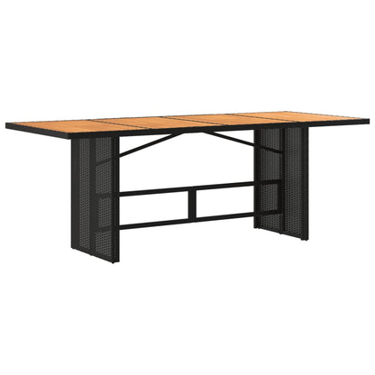 Mesa De Jardín Superficie Madera Ratán 190X80X75Cm