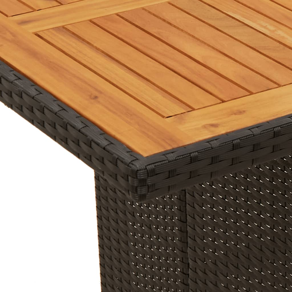 Mesa De Jardín Superficie Madera Ratán 190X80X75Cm