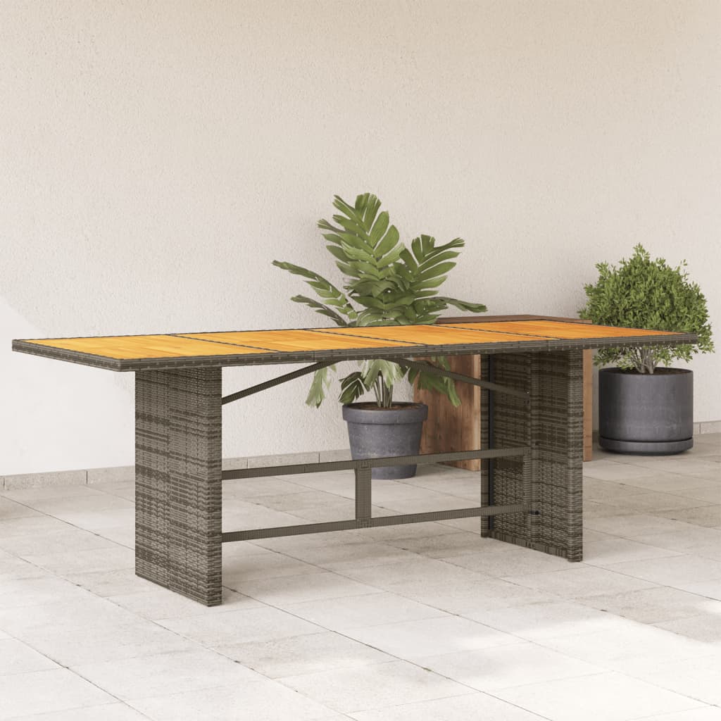 Mesa De Jardín Superficie Madera Ratán 190X80X75Cm
