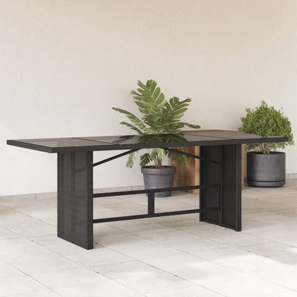 Mesa De Jardín Superficie Madera Ratán 190X80X75Cm