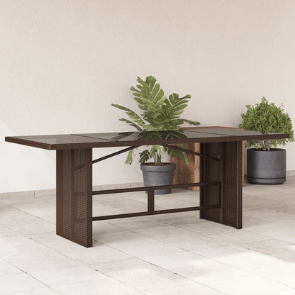 Mesa De Jardín Superficie Madera Ratán 190X80X75Cm