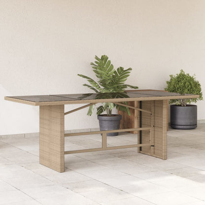 Mesa De Jardín Superficie Madera Ratán 190X80X75Cm