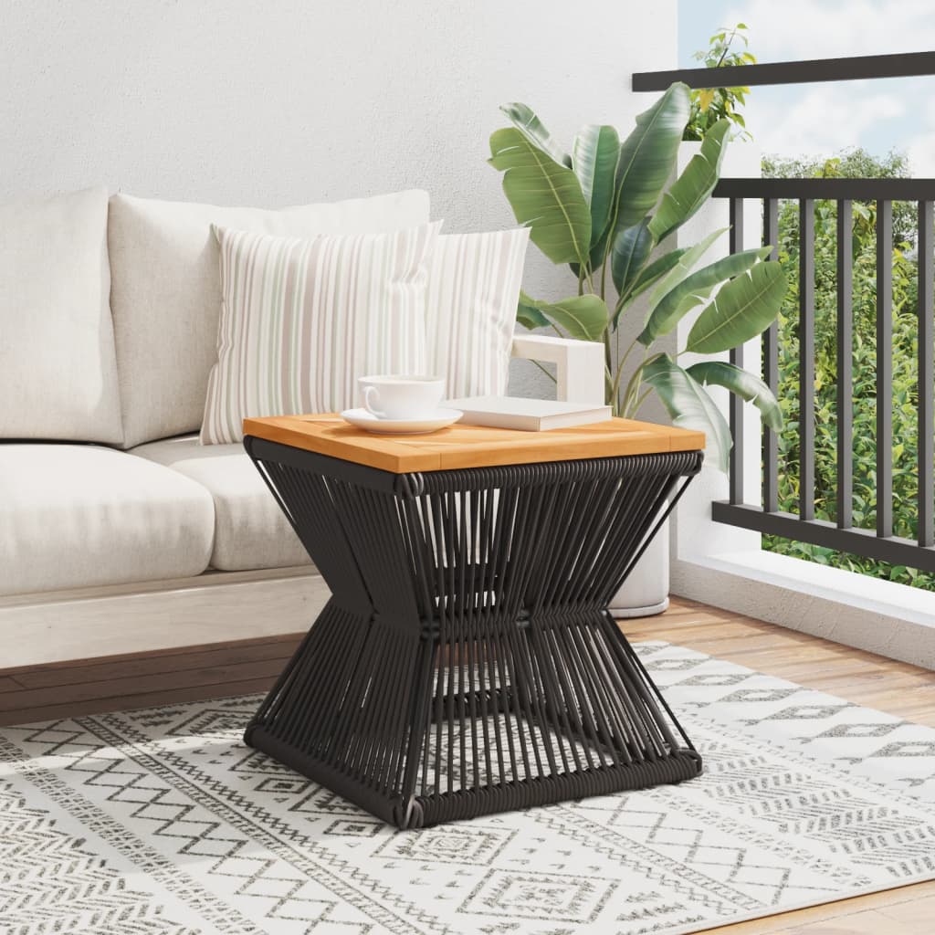 Mesa De Centro Base De Alambre Madera Acacia Negro 38X38X38 Cm