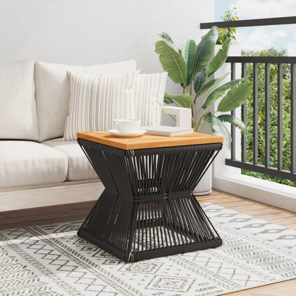 Mesa De Centro Base De Alambre Madera Acacia Negro 38X38X38 Cm