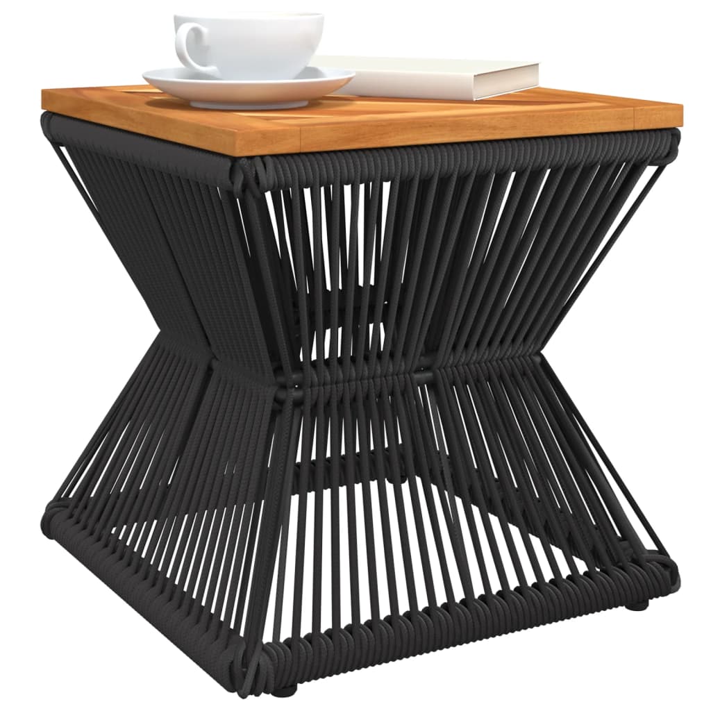 Mesa De Centro Base De Alambre Madera Acacia Negro 38X38X38 Cm