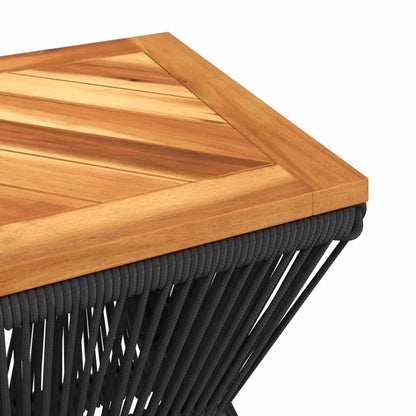 Mesa De Centro Base De Alambre Madera Acacia Negro 38X38X38 Cm