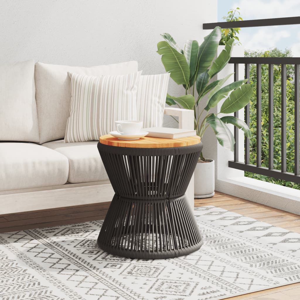Mesa De Centro Base De Alambre Madera Acacia Negro Ø 45X44 Cm