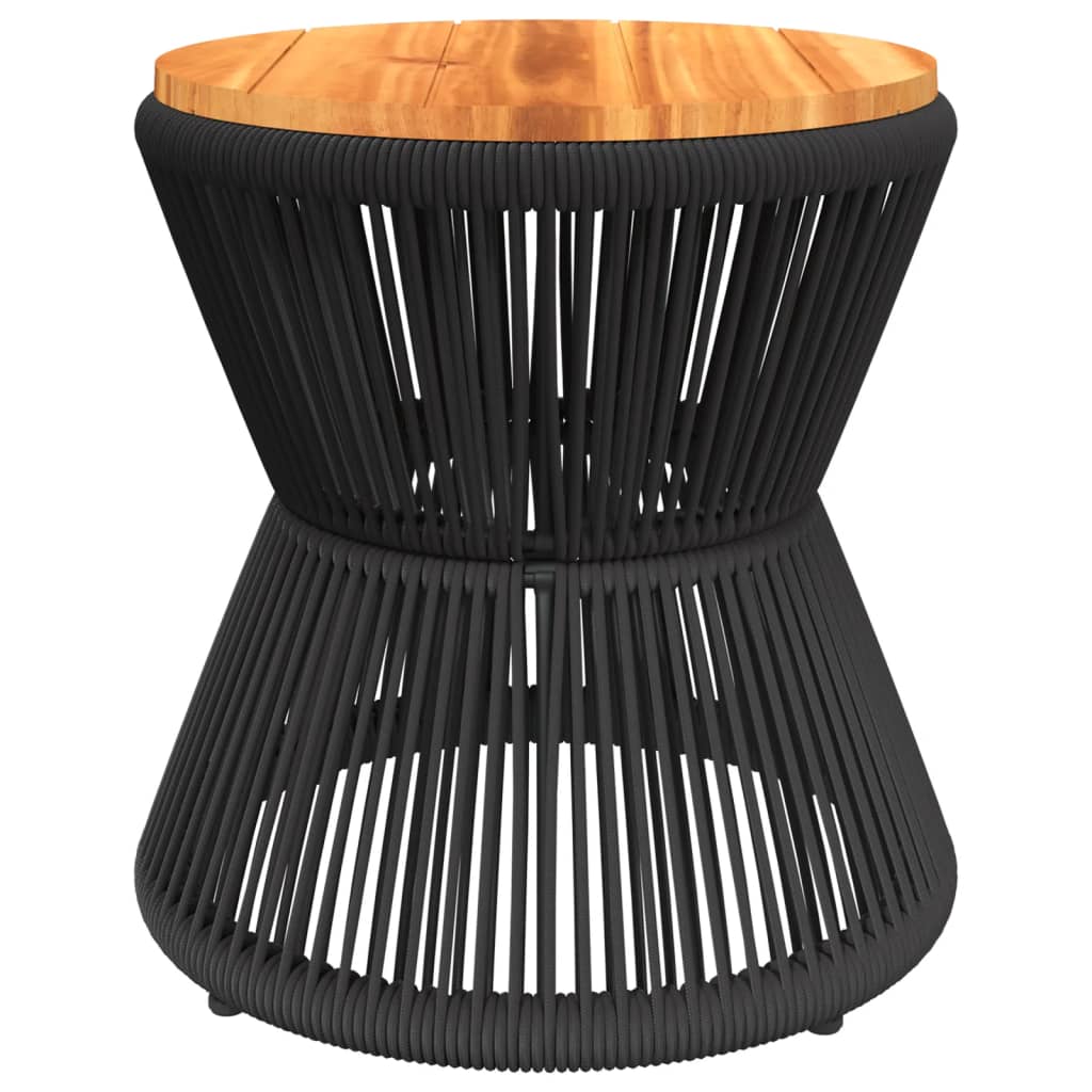 Mesa De Centro Base De Alambre Madera Acacia Negro Ø 45X44 Cm