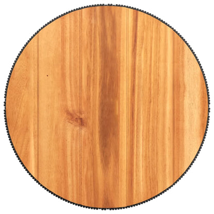 Mesa De Centro Base De Alambre Madera Acacia Negro Ø 45X44 Cm