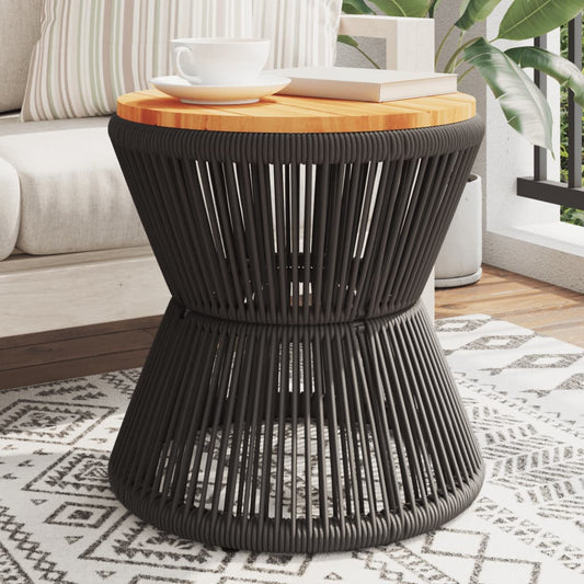 Mesa De Centro Base De Alambre Madera Acacia Negro Ø 45X44 Cm