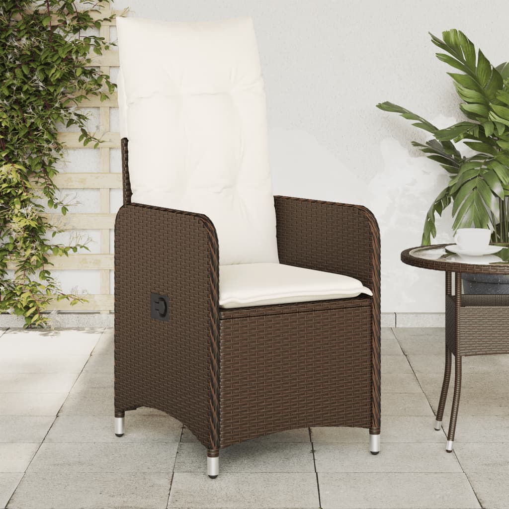 Silla De Jardín Reclinable Con Cojines Ratán Sintético