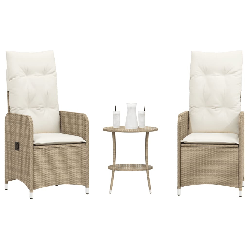 Silla De Jardín Reclinable Con Cojines Ratán Sintético