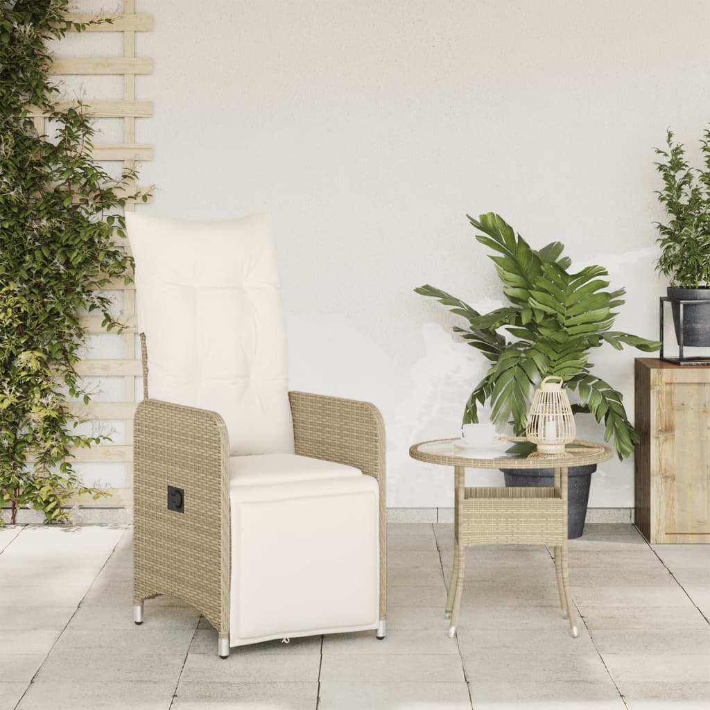 Silla De Jardín Reclinable Con Cojines Ratán Sintético
