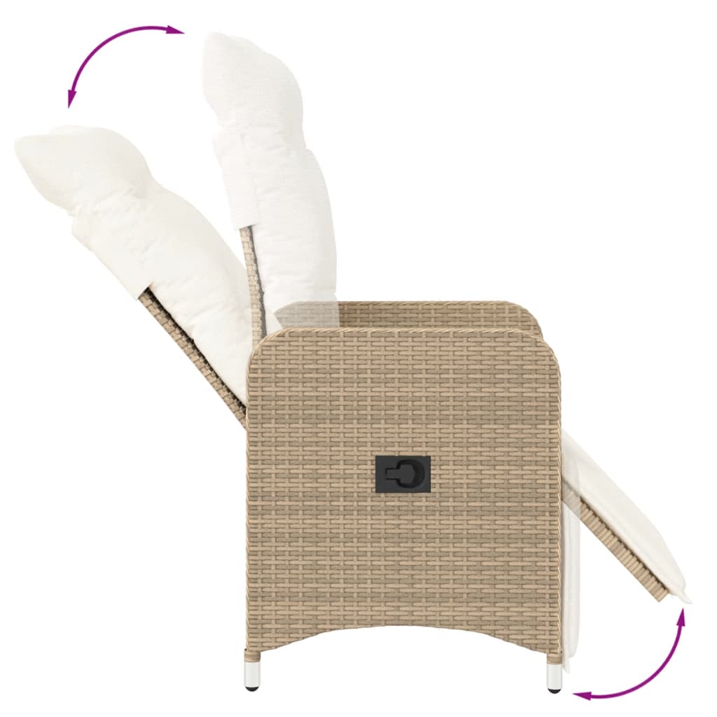 Silla De Jardín Reclinable Con Cojines Ratán Sintético