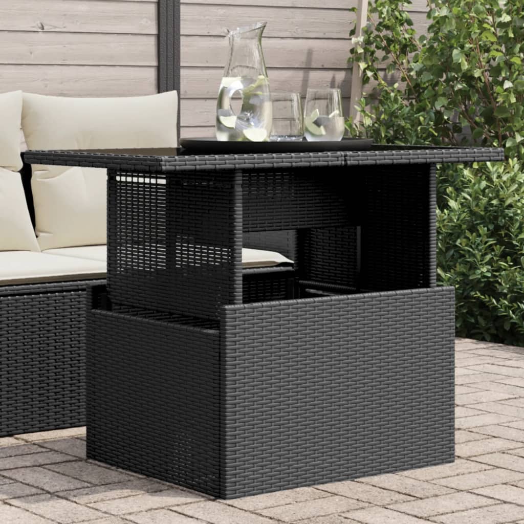 Mesa De Jardín Superficie Vidrio Ratán Pe 100X55X73 Cm