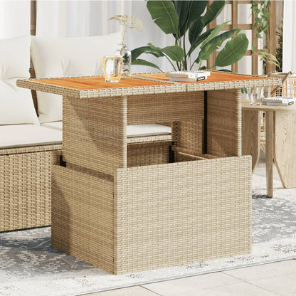 Mesa De Jardín Superficie Vidrio Ratán Pe 100X55X73 Cm