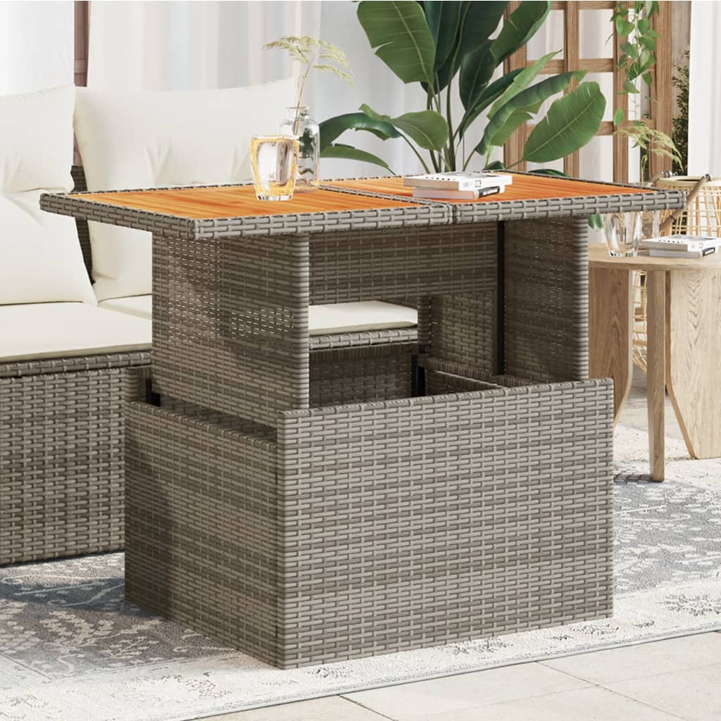 Mesa De Jardín Superficie Vidrio Ratán Pe 100X55X73 Cm