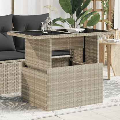 Mesa De Jardín Superficie Vidrio Ratán Pe 100X55X73 Cm