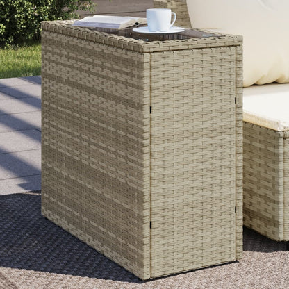 Mesa Auxiliar Jardín Tapa Vidrio Ratán Pe 58X27,5X55 Cm
