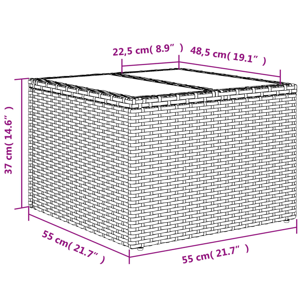 Mesa De Jardín Superficie Ratán Pe 55X55X37 Cm