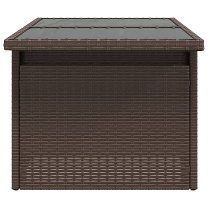 Mesa De Jardín Superficie Vidrio Ratán Pe 100X55X73 Cm