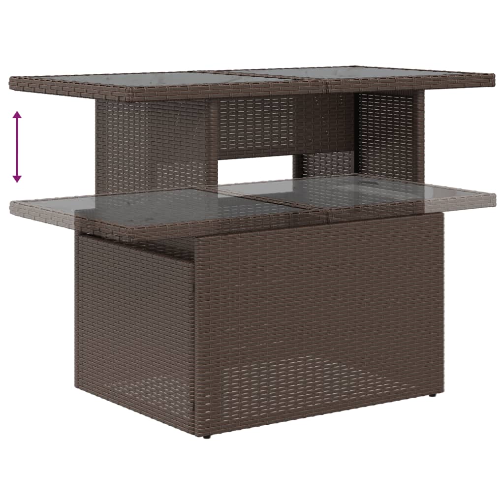 Mesa De Jardín Superficie Vidrio Ratán Pe 100X55X73 Cm