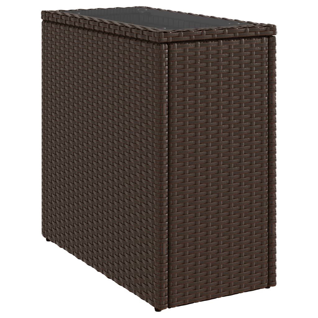 Mesa Auxiliar Jardín Tapa Vidrio Ratán Pe 58X27,5X55 Cm