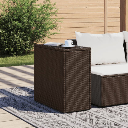 Mesa Auxiliar Jardín Tapa Vidrio Ratán Pe 58X27,5X55 Cm