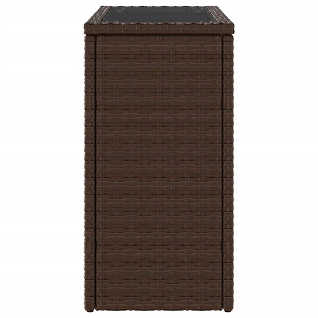 Mesa Auxiliar Jardín Tapa Vidrio Ratán Pe 58X27,5X55 Cm