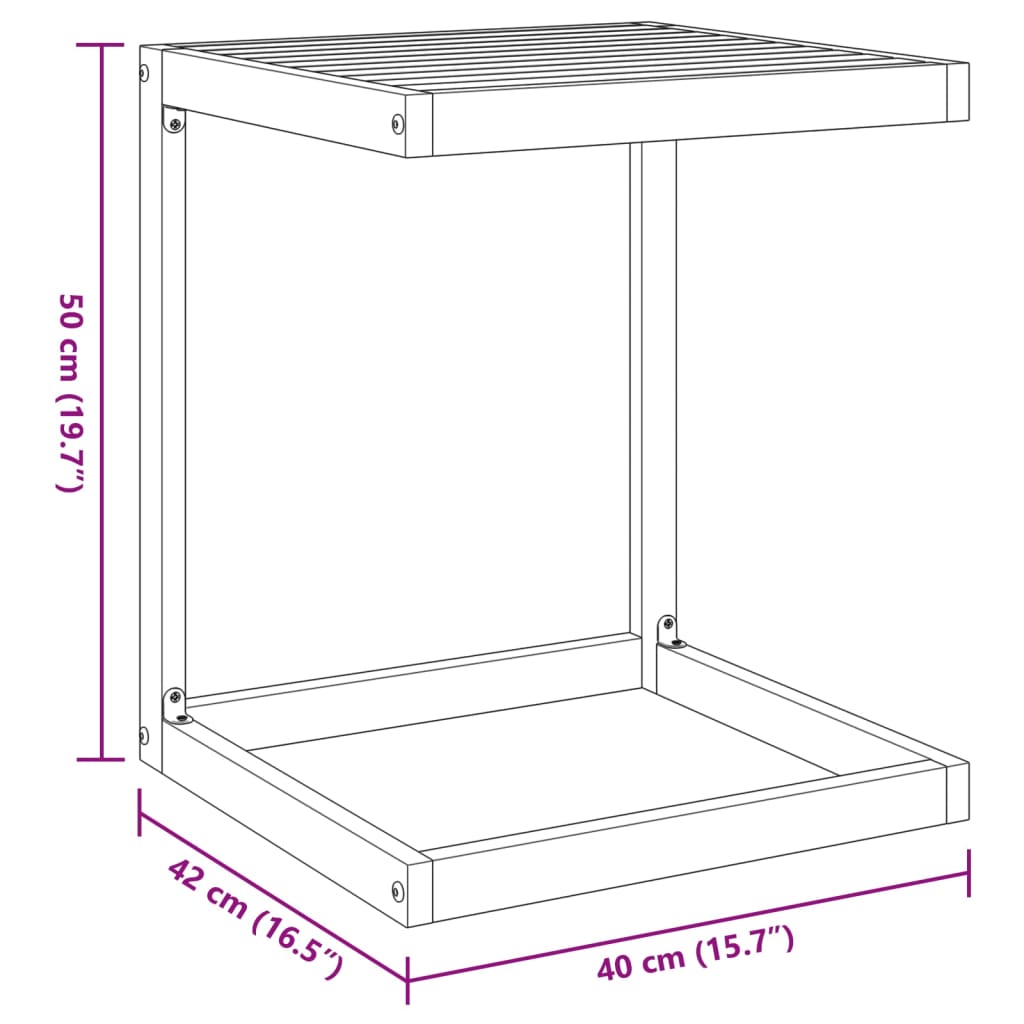Mesa En Forma De C Madera Maciza De Acacia 42X40X50 Cm