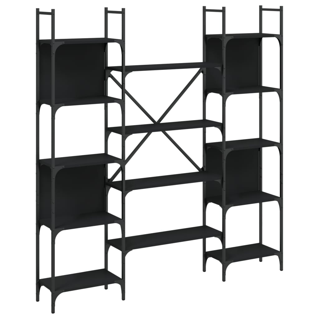 Estantería Madera De Ingeniería Negra 155,5X24X166,5 Cm