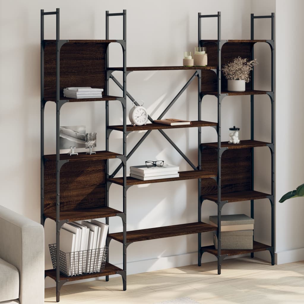 Estantería Madera De Ingeniería Negra 155,5X24X166,5 Cm