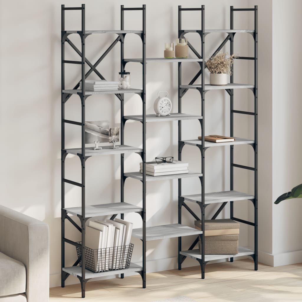 Estantería Madera De Ingeniería Negra 127,5X28,5X172,5 Cm