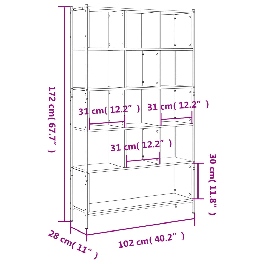 Estantería Madera De Ingeniería 102X28X172 Cm