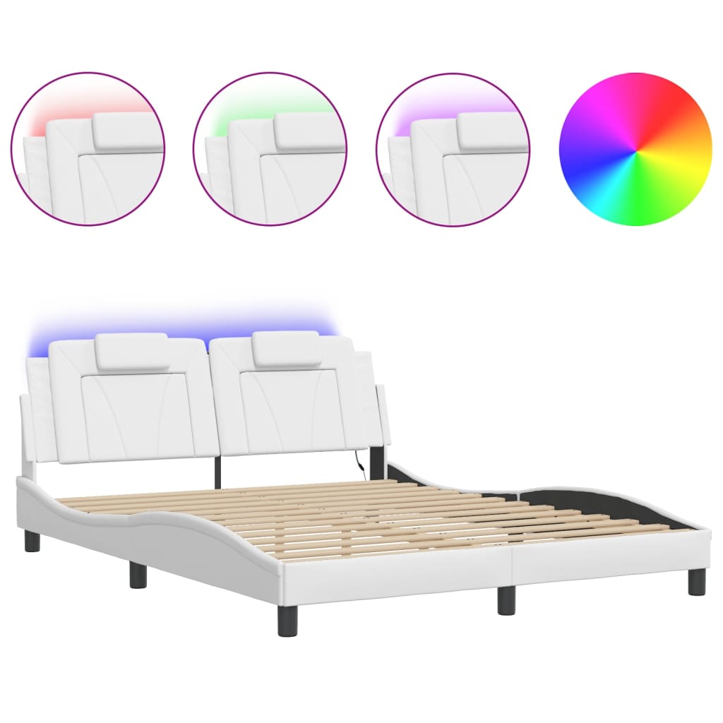 Estructura De Cama Viana Con Led Sin Colchón
