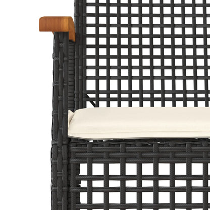 Juego Comedor Jardín 4 Piezas Con Cojines Ratán Sintético Negro