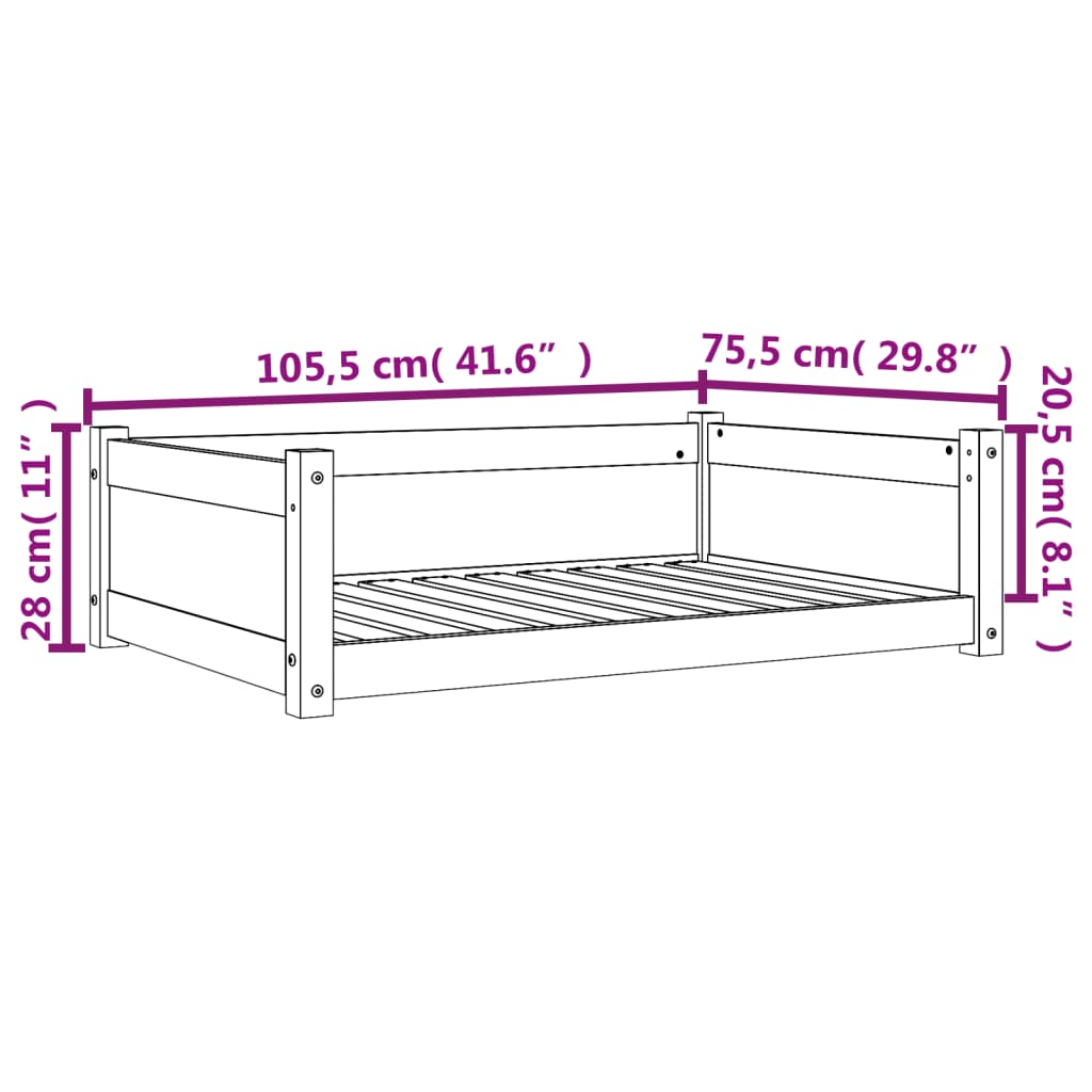 Cama Para Perros Madera De Pino 105,5X75,5X28 Cm