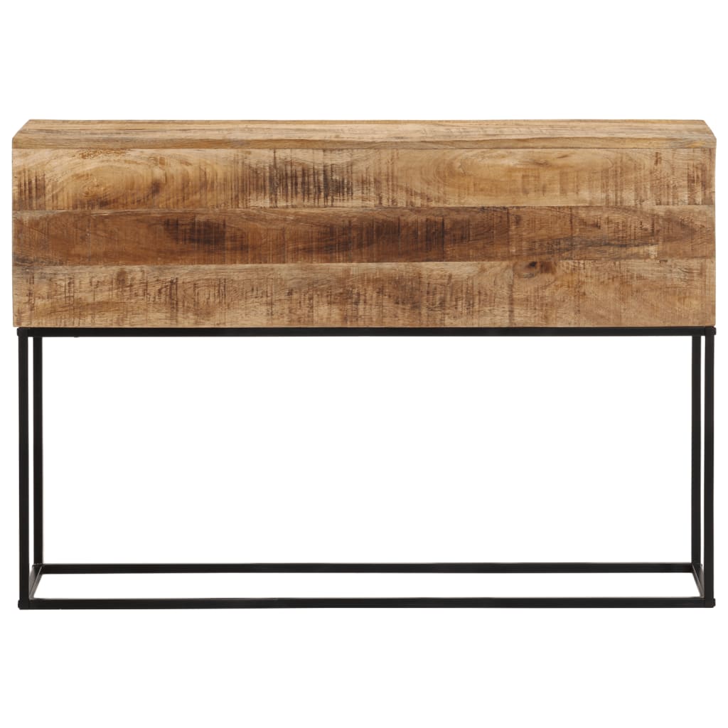 Mesa Consola Madera Maciza Mango Rugosa Y Hierro