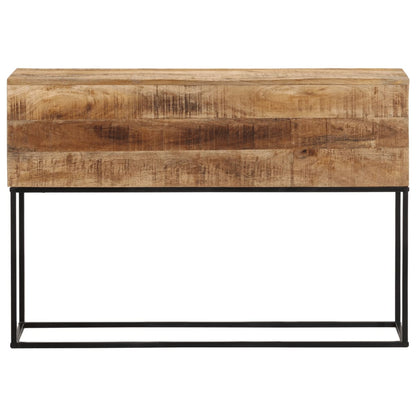 Mesa Consola Madera Maciza Mango Rugosa Y Hierro