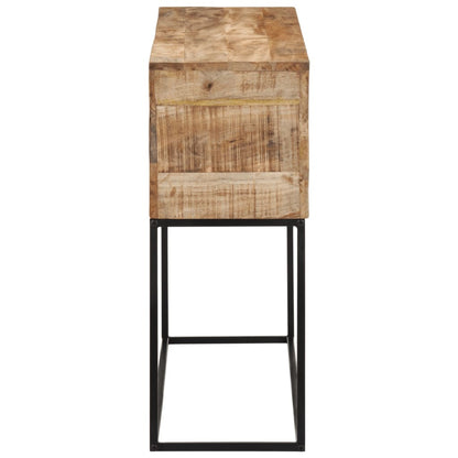 Mesa Consola Madera Maciza Mango Rugosa Y Hierro