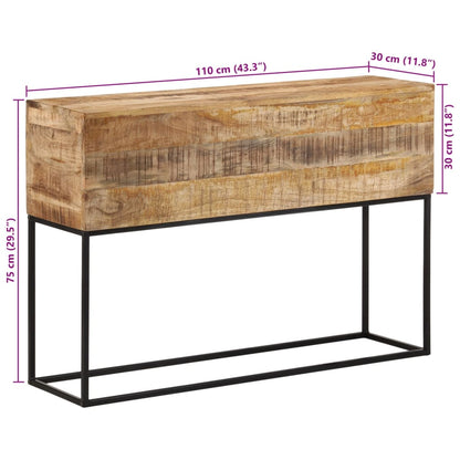 Mesa Consola Madera Maciza Mango Rugosa Y Hierro