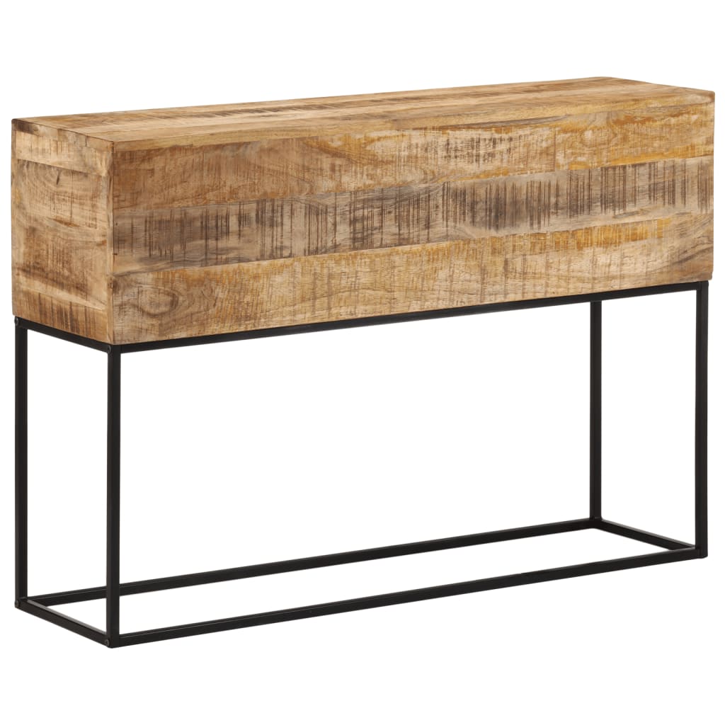 Mesa Consola Madera Maciza Mango Rugosa Y Hierro