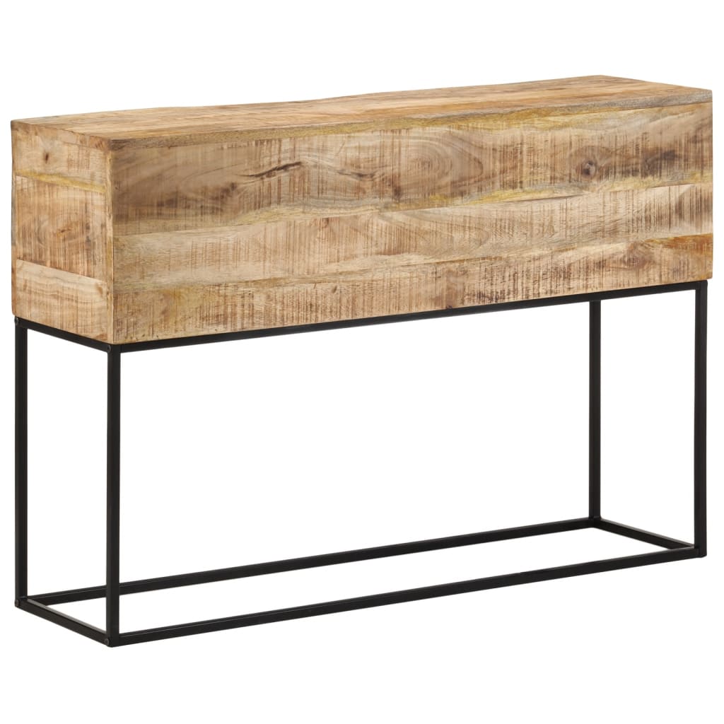 Mesa Consola Madera Maciza Mango Rugosa Y Hierro