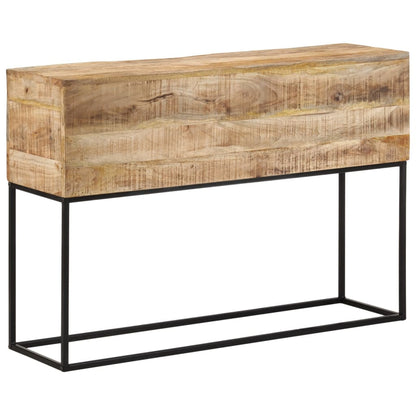 Mesa Consola Madera Maciza Mango Rugosa Y Hierro