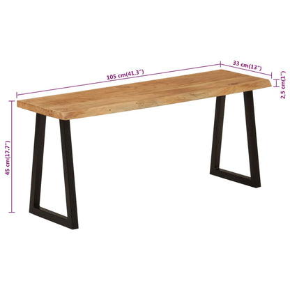 Banco Con Borde Natural De Madera De Acacia Maciza 105 Cm