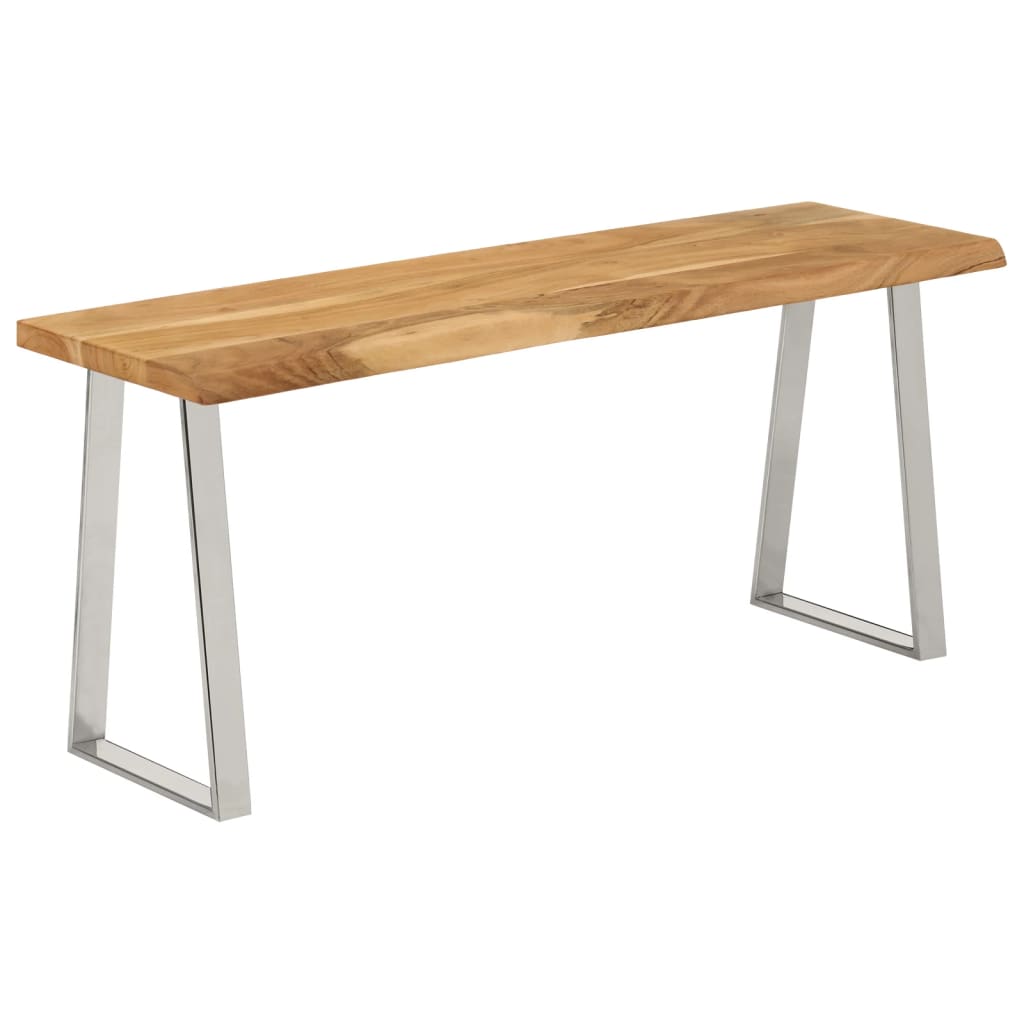 Banco Con Borde Natural De Madera De Acacia Maciza 105 Cm