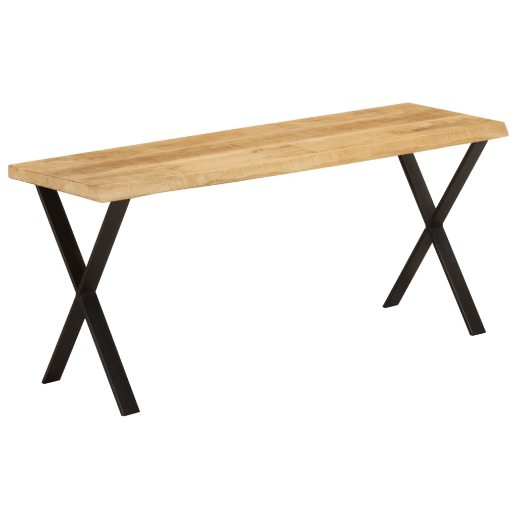 Banco Con Borde Natural De Madera De Mango Maciza 105 Cm