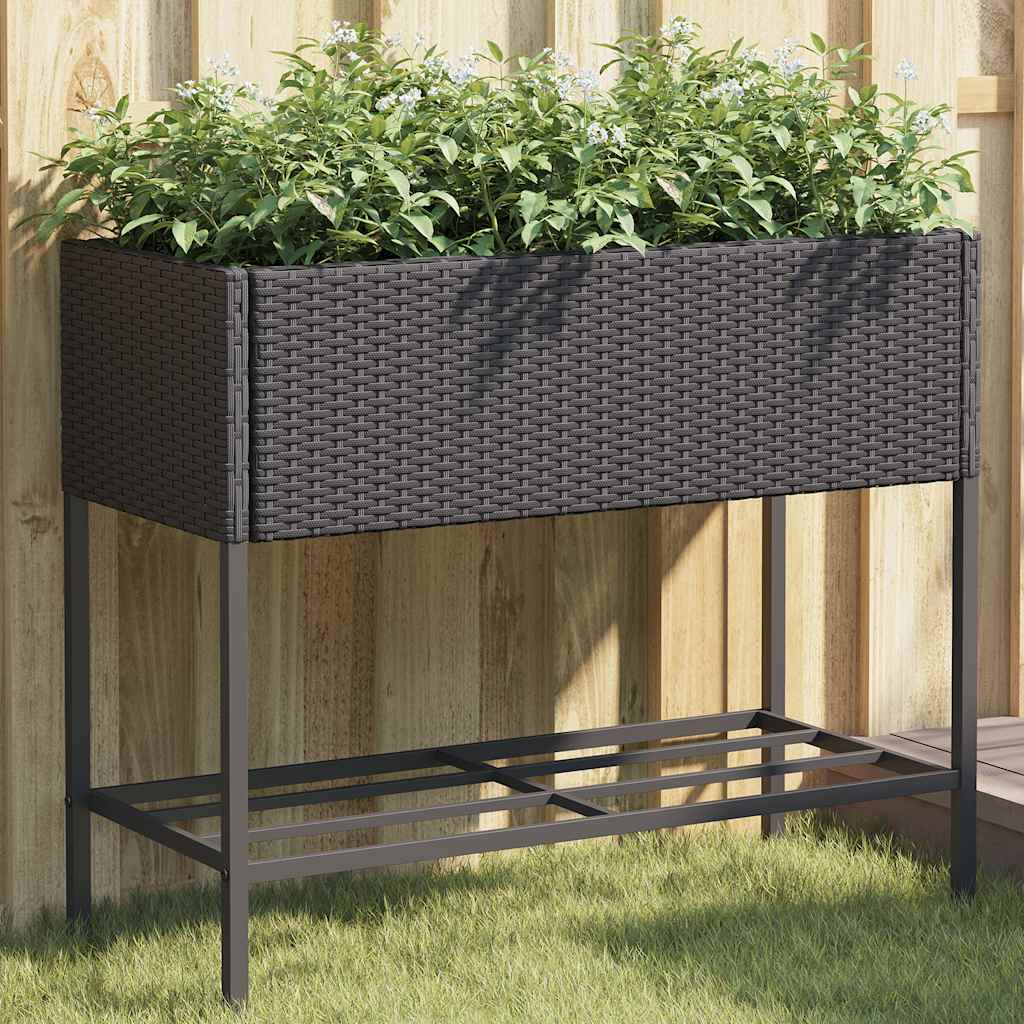 Jardineras Con Estante 2 Uds Ratán Sintético