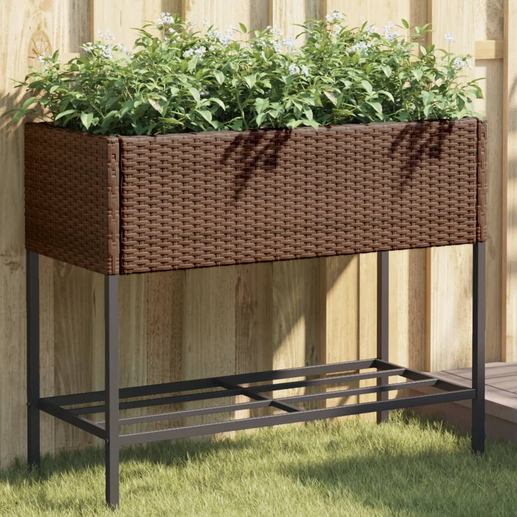 Jardineras Con Estante 2 Uds Ratán Sintético