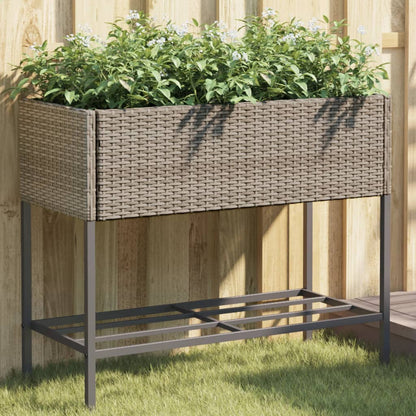 Jardineras Con Estante 2 Uds Ratán Sintético